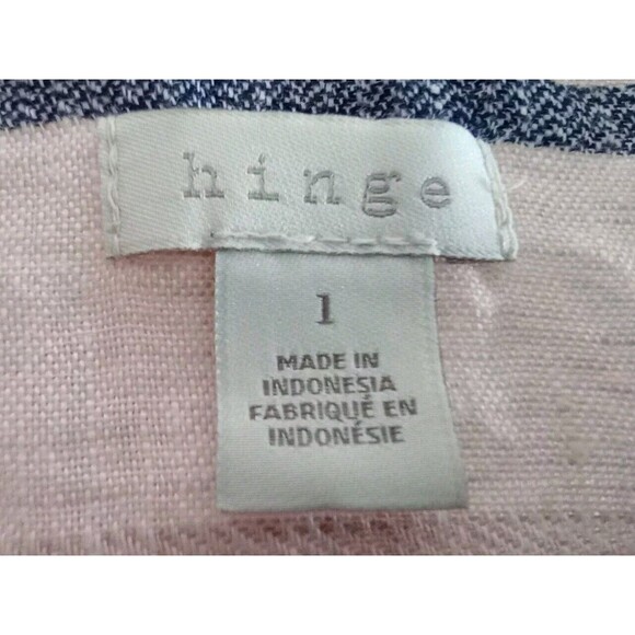 Hinge Women Dress Beige Striped 100% Linen Sleeveless Mini Waist Drawstring Sz 1 - Picture 10 of 11